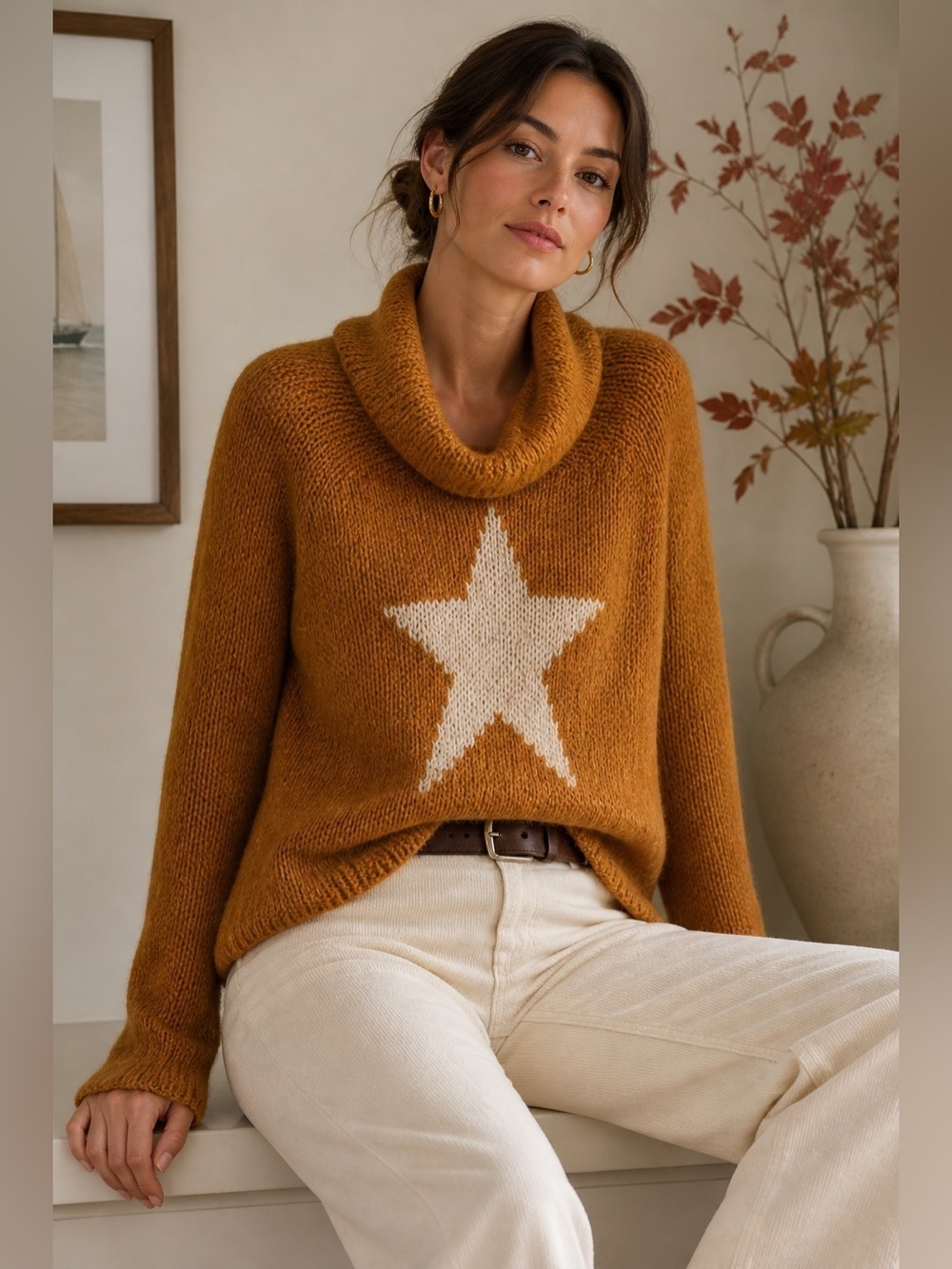 NWT Wooden Ships Paola Buendia Cowl Neck Mohair Wool Blend Sweater Small Yellow